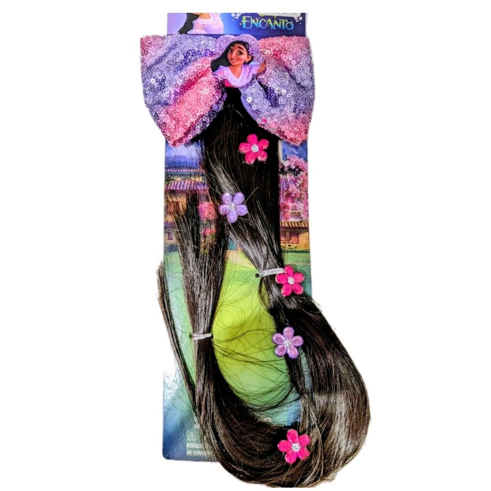 Set Of 5 - Claire’s‎ Disney Encanto Girls Clip On Long Brown Hair Extension Bow